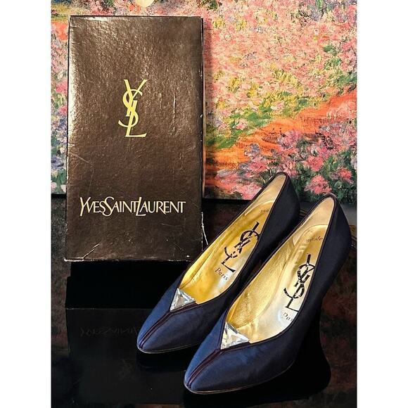 YSL, Yves Saint Laurent Shoes - GUC IOB Vintage YSL Yves Saint Laurent Blue Arianna Pumps Size 8